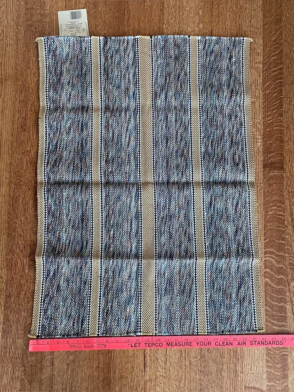 New Old Stock Vintage Mountain View Industries Rag Rug Tan Striped Weave NWT